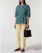 Top effet satiné Matis à pois vert