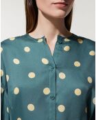 Top effet satiné Matis à pois vert