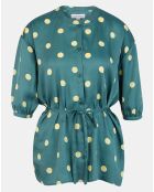 Top effet satiné Matis à pois vert