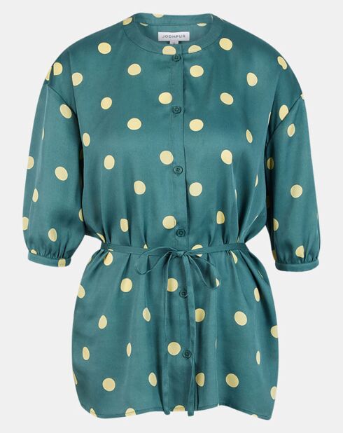 Top effet satiné Matis à pois vert