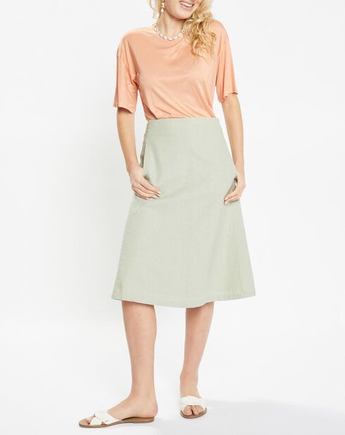 Jupe en Lin & Coton Milou évasée vert moyen