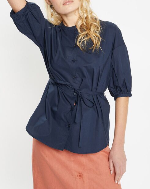 Top en Popeline de Coton bio Misto bleu marine