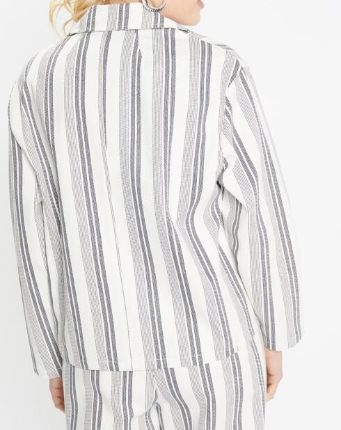 Veste droite Panama rayée beige/noir