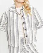 Veste droite Panama rayée beige/noir