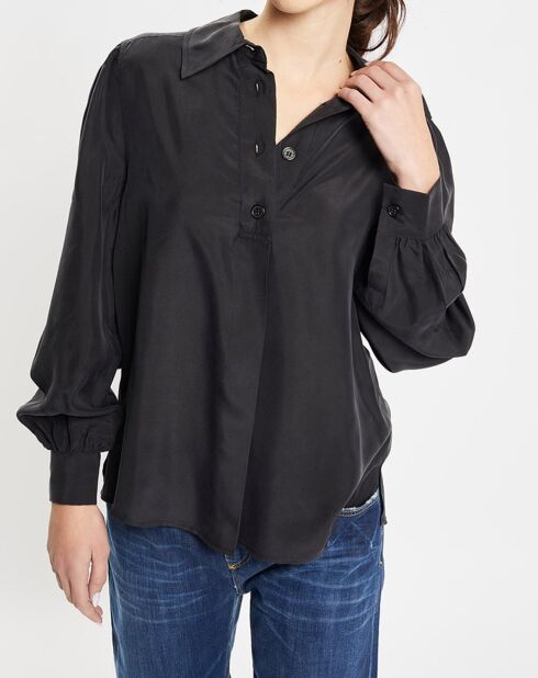 Chemise 100% Soie Panos noire