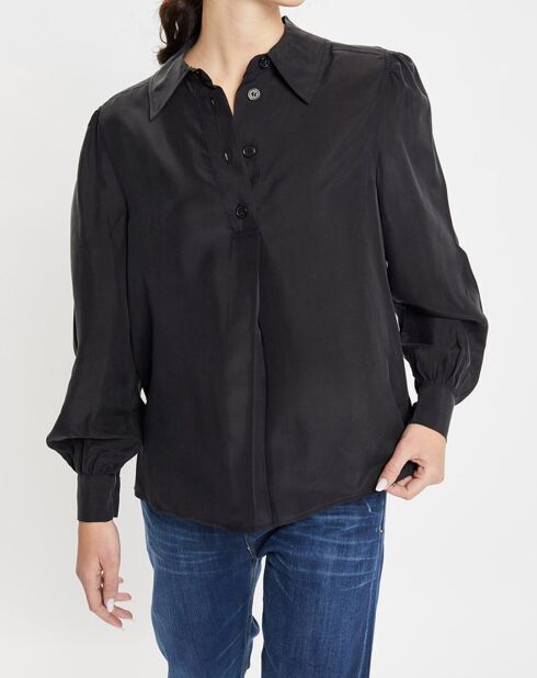 Chemise 100% Soie Panos noire