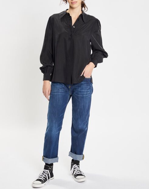 Chemise 100% Soie Panos noire