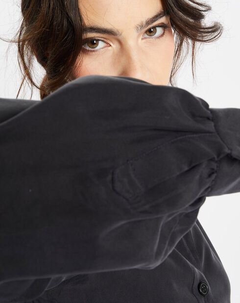 Chemise 100% Soie Panos noire