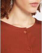 Abito Amandine di media lunghezza con cintura da annodare marrone ruggine