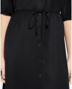 Abito Amandine di media lunghezza con cintura nera da annodare