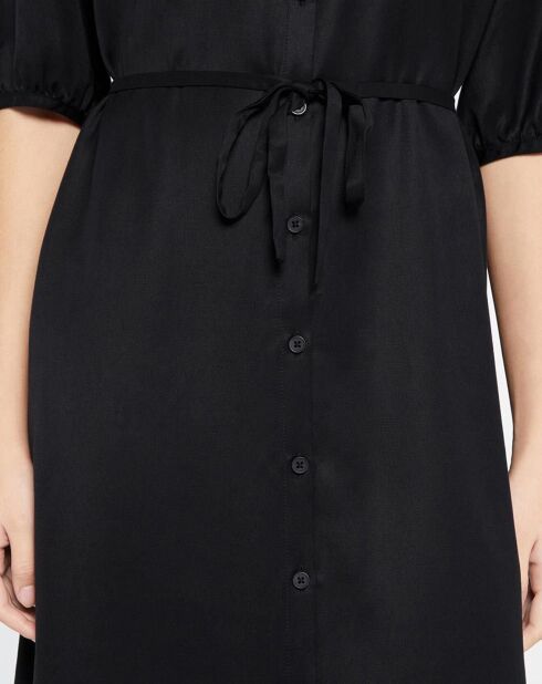 Abito Amandine di media lunghezza con cintura nera da annodare