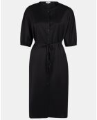 Abito Amandine di media lunghezza con cintura nera da annodare
