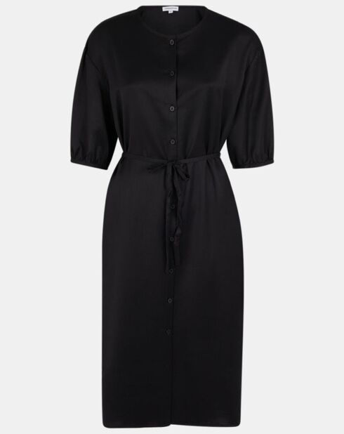 Abito Amandine di media lunghezza con cintura nera da annodare