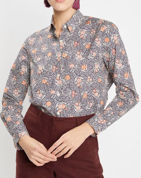 Chemise Archi liberty bleu nuit/écru