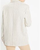 Veste blazer en Coton & Lin Alpha Fantaisie rayée écru/bleu