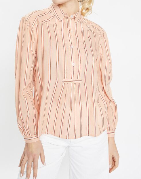Chemise en Coton mélangé Ana rayée rose orangé