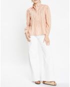 Chemise en Coton mélangé Ana rayée rose orangé