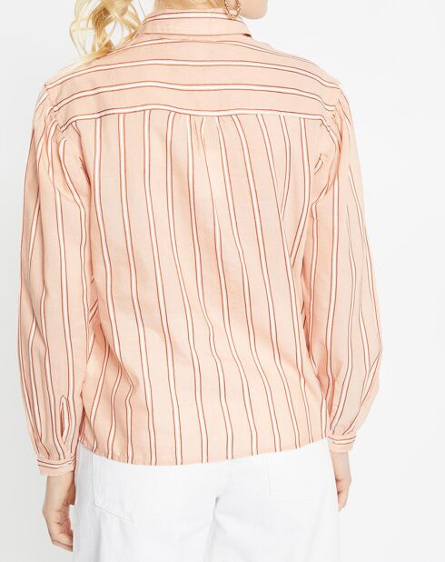 Chemise en Coton mélangé Ana rayée rose orangé