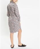 Robe chemise en Coton Arche liberty bleu marine/orange