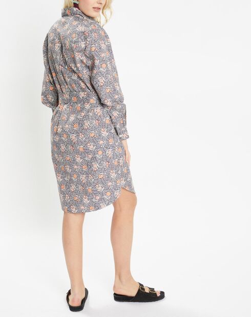 Robe chemise en Coton Arche liberty bleu marine/orange
