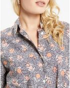 Robe chemise en Coton Arche liberty bleu marine/orange