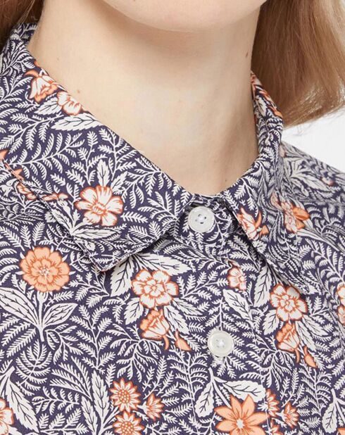 Abito chemisier Arche liberty in cotone blu/arancione