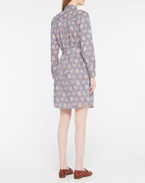 Abito chemisier Arche liberty in cotone blu/arancione