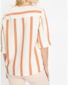 Top large en Lin mélangé Argan rayé écru/rouille