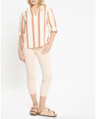 Top large en Lin mélangé Argan rayé écru/rouille