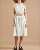 Jupe midi Abia en Coton à rayures blanc/vert