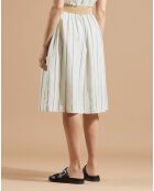 Jupe midi Abia en Coton à rayures blanc/vert