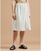 Jupe midi Abia en Coton à rayures blanc/vert