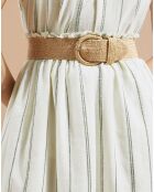 Jupe midi Abia en Coton à rayures blanc/vert