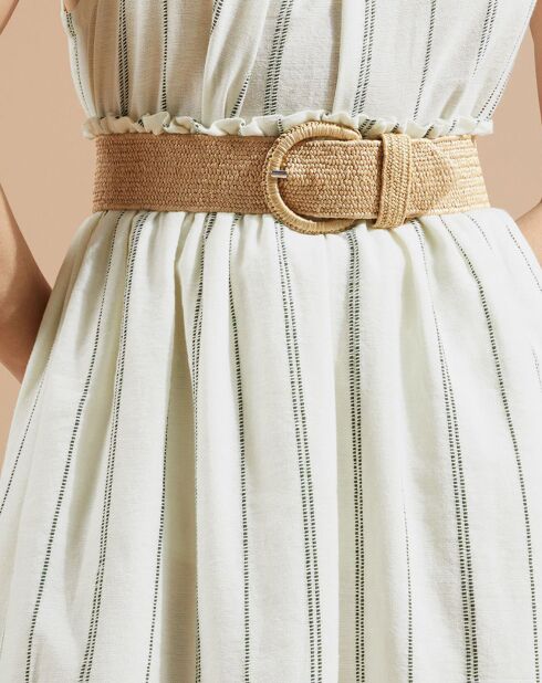 Jupe midi Abia en Coton à rayures blanc/vert