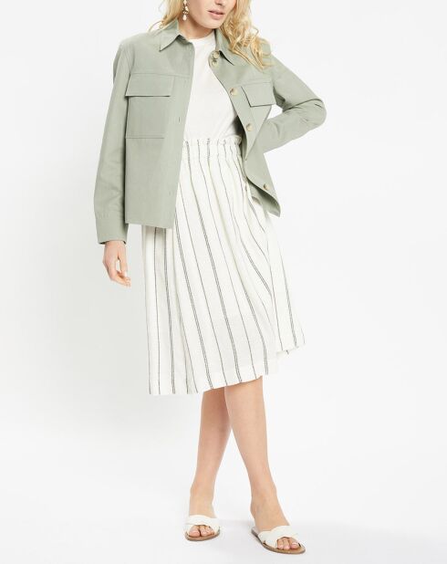 Jupe midi Abia en Coton à rayures blanc/vert