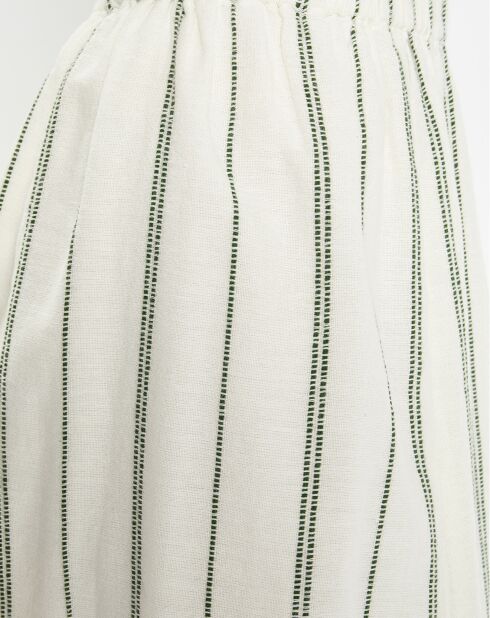 Jupe midi Abia en Coton à rayures blanc/vert
