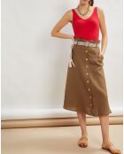 Josselin khakifarbener Rock aus 100% Leinen