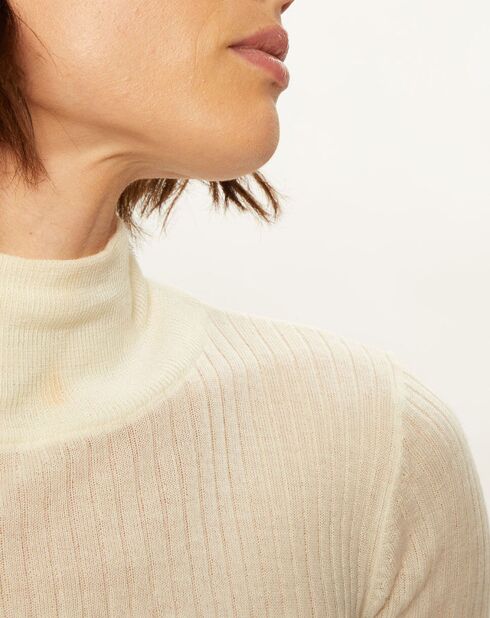 Pull très fin en Laine mélangée Prestige écru