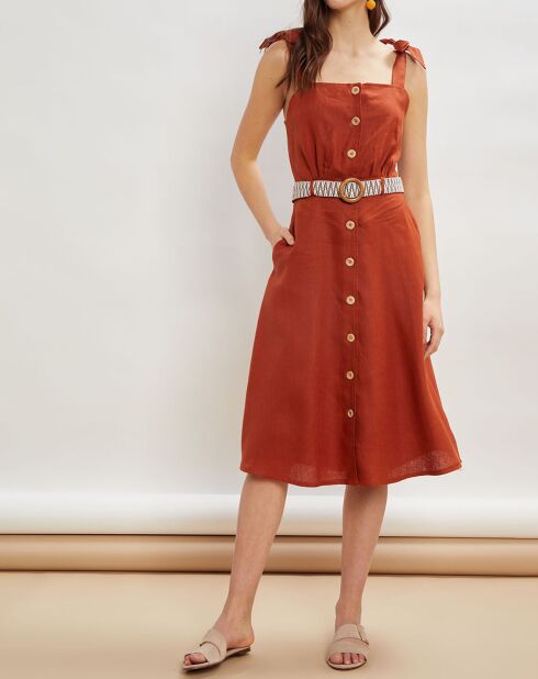 100% linnen Ritchie mahoniejurk