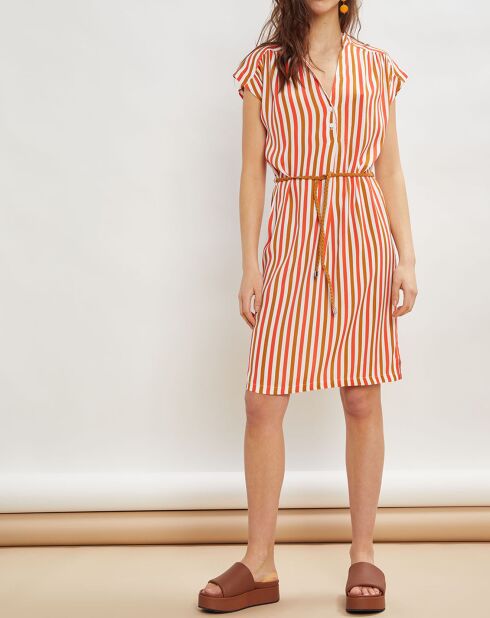 Riva orangefarbenes gestreiftes Kleid