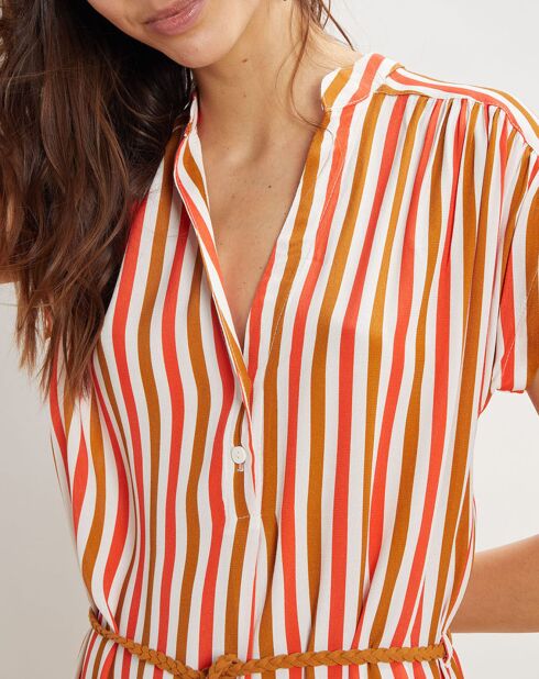 Riva orangefarbenes gestreiftes Kleid