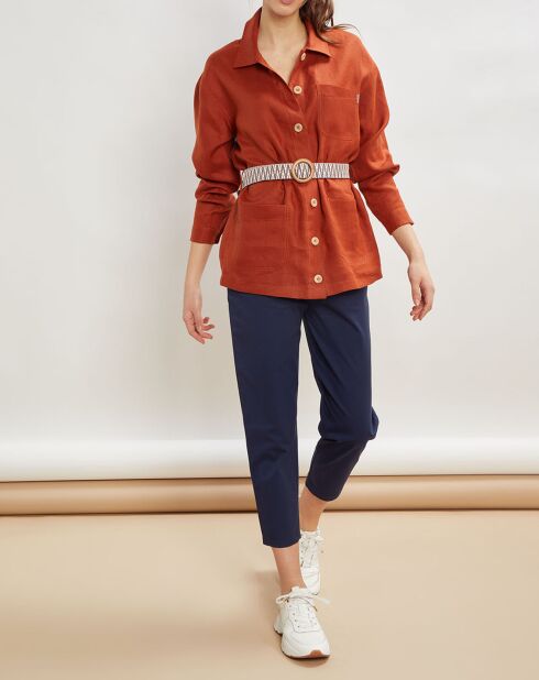 Veste 100% Lin Vera acajou