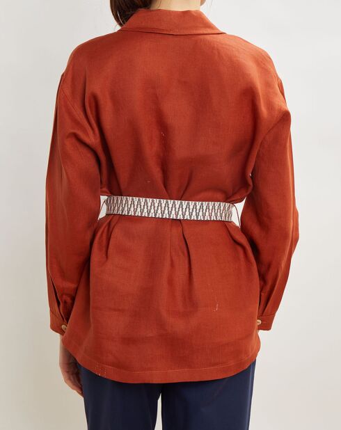 Veste 100% Lin Vera acajou