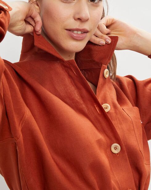 Veste 100% Lin Vera acajou