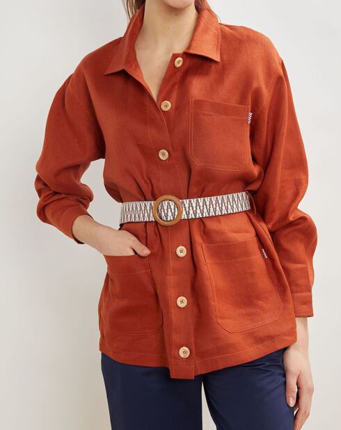 Veste 100% Lin Vera acajou