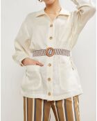 Ecrufarbene Jacke Vera aus 100% Leinen