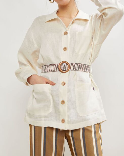 Ecrufarbene Jacke Vera aus 100% Leinen