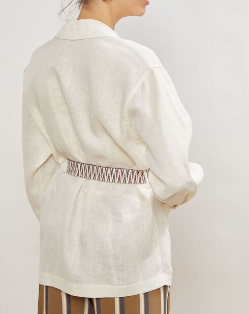 Ecrufarbene Jacke Vera aus 100% Leinen