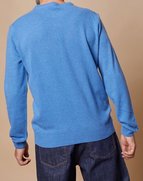 Pull 100% Cachemire 4 fils Harry col rond bleu vif