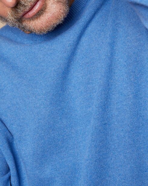 Pull 100% Cachemire 4 fils Harry col rond bleu vif